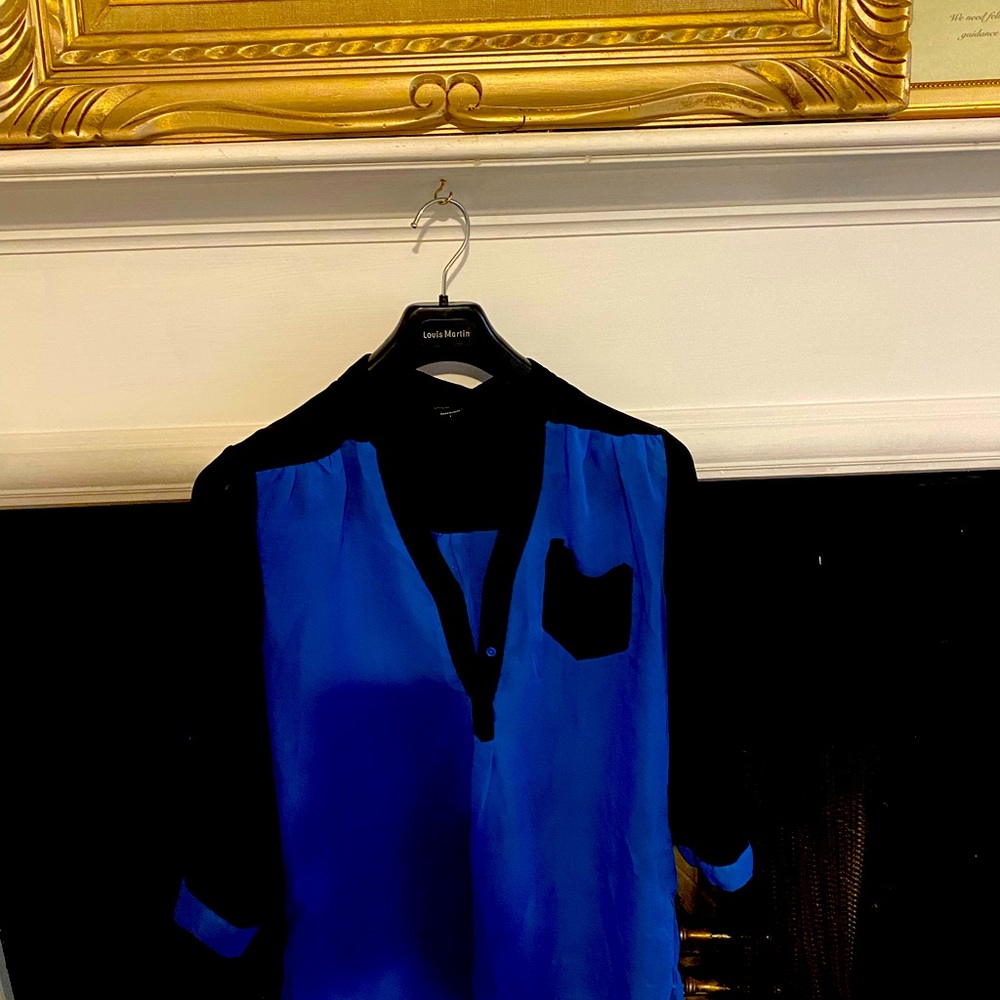 Women blue and black sheer shirt